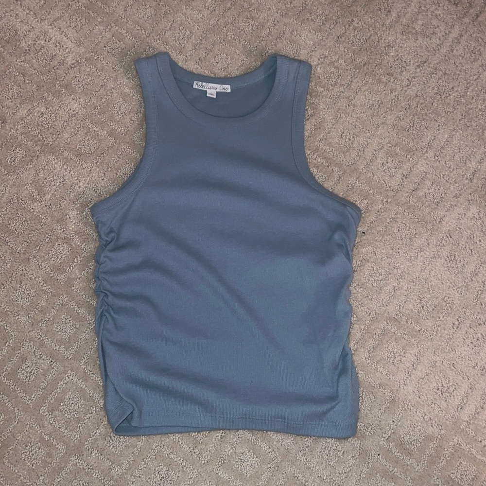 SUPER SOFT ribbed baby blue tanktop! very flexible